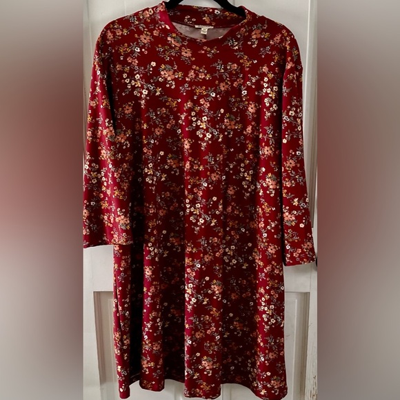 Lily White Fall Floral Long Sleeve Swing Dress Size 2X - Picture 1 of 7